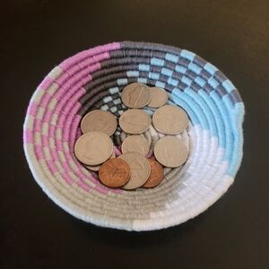 Unique handmade bowl - blue, purple, gray & white